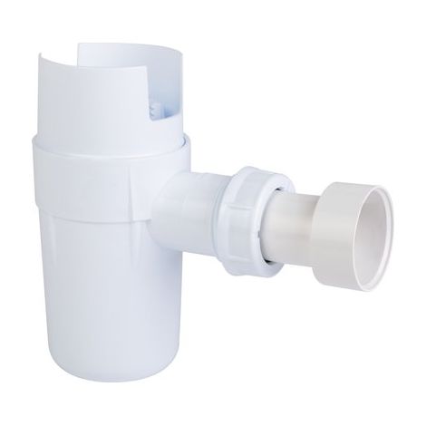 Nicoll – Siphon de sol PVC blanc orientable 360° – Diamètre d'entrée F 32 mm – Résistance thermique jusqu'à 125°C – 201176