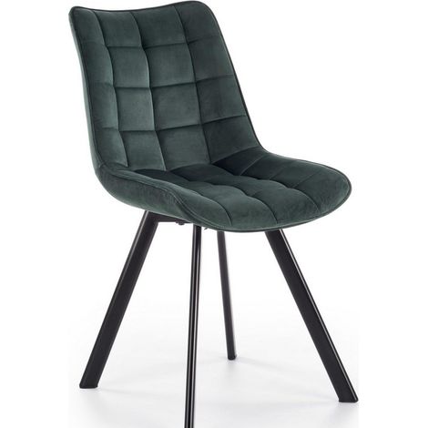 Chaise contemporaine en velours vert foncé avec pieds en métal noir LIBERTY (1/5)
