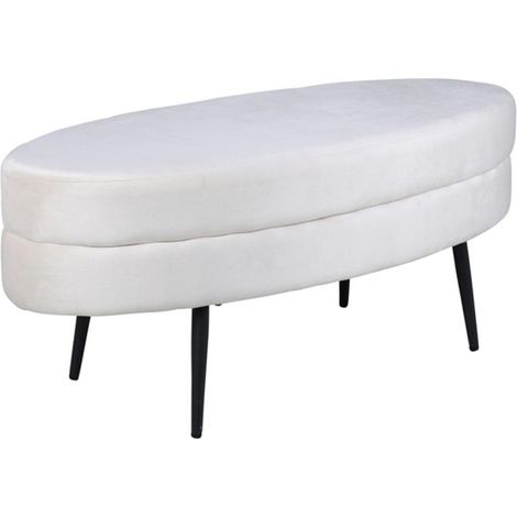 Pouf Design en Velours "Otto" 100cm Blanc Cassé (1/5)