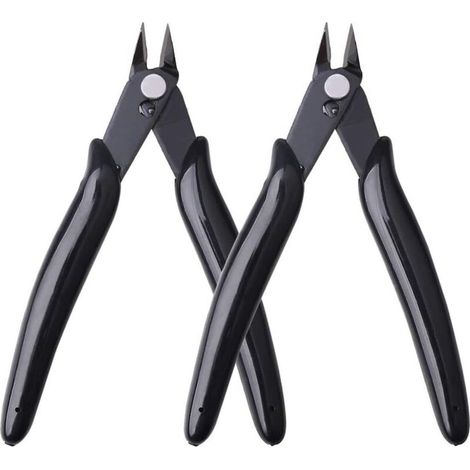 Pince coupante latérale de précision pour électriciens et bijoutiers – 2 pièces, acier trempé, poignées ergonomiques noires (1/4)