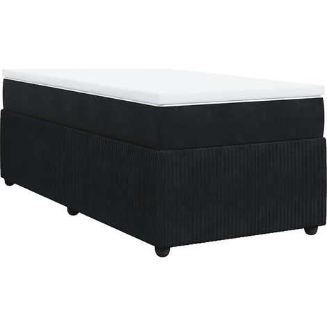 vidaXL Giroletto a Molle con Materasso Nero 80x200 cm in Velluto (1/5)