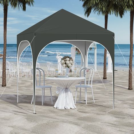 WOLTU Pavillon 2x2m, Faltpavillon Wasserdicht Partyzelt, Faltpavillon mit 4 Seitenwänden UV-Schutz 50+, Gartenpavillon mit Tragetasche, höhenverstellbarer, für Outdoor Garten Camping, Grau