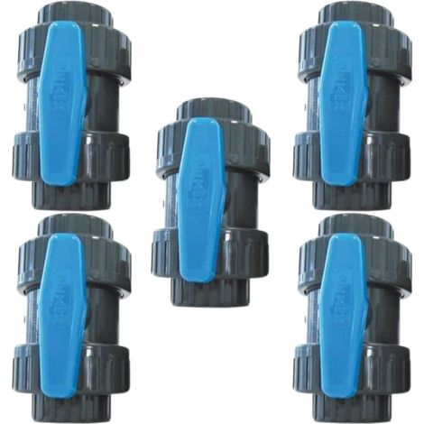 Pack de 5 Vannes à sphère PVC Pression femelle à coller diamètre 50 mm