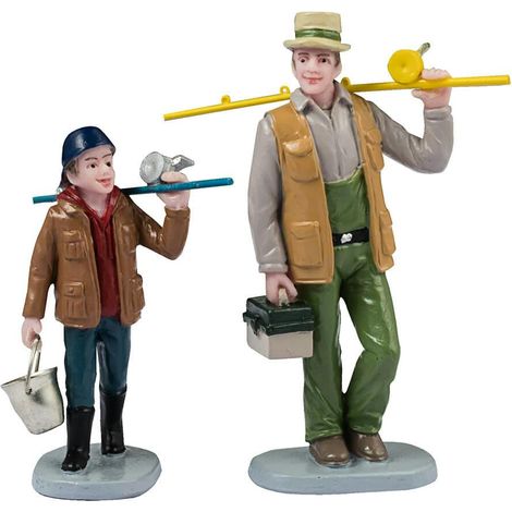 Personaggi per villaggio di Natale "Tempo di pesca" in Resina