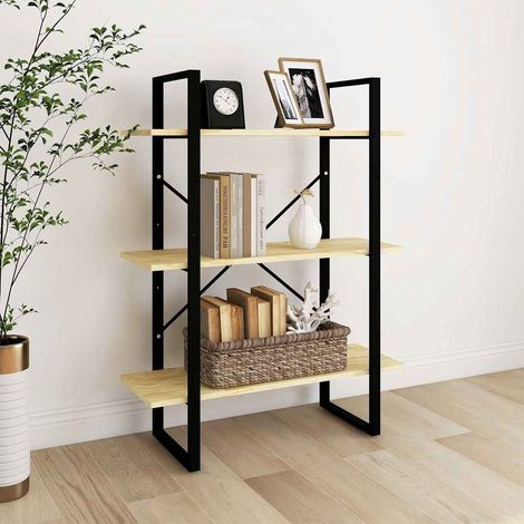 806532 vidaXL 3-Tier Book Cabinet 80x30x105 cm Solid Wood Pine (1/5)