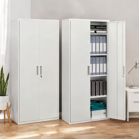 Meuble de rangement de bureau branco en aço 80 x 40 x 180 cm (1/5)
