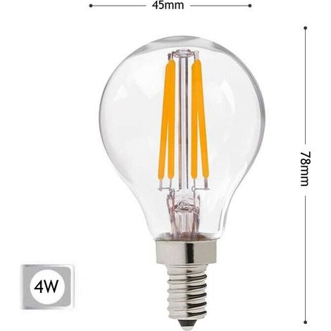 Lampadina Led 4w Luce Calda Filamento In Vetro Trasparente E14 4 W G45a-tc