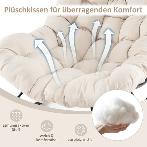 Sedia a dondolo con cuscino, capacità 205 kg, beige (1/5)