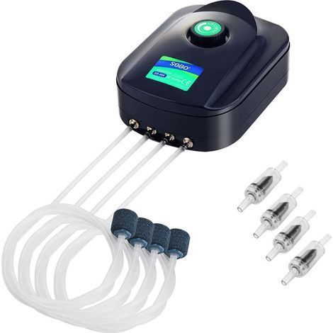 Pompe à air pour aquarium, pompe à oxygène ultra silencieuse, pompe d'aération pour aquarium 4 voies écoénergétique de 8 W (1/5)