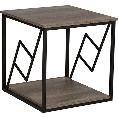 Tavolino da Salotto Piano Legno Scuro Struttura Metallo Nero 56 x 56 cm Forres (1/5)