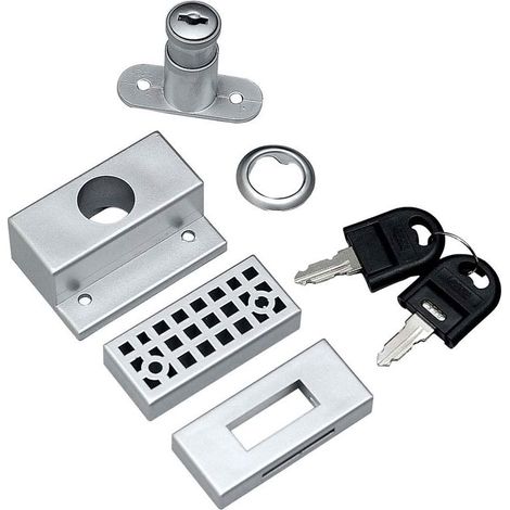 Serrure à cylindre pour porte coulissante - Pour porte d'épaisseur maxi : 35 mm - Version : Kit complet - Matériau : Zamack - LAGUNA