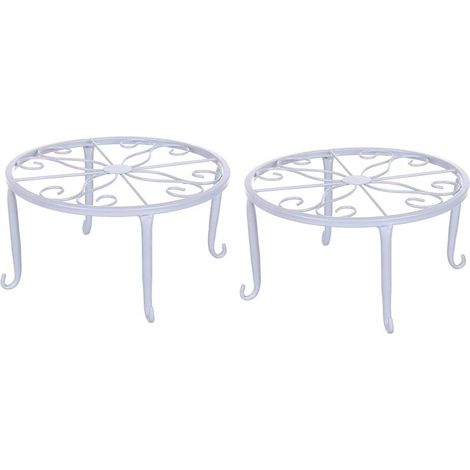 Support de Fleur en Métal,2 Pièces Support de Pot de Fleur en fer Forgé,Supports de Pot de Plante en Plein Air,Support de pot de Fleur Blanc,Escaliers, Adapté à Toutes Sortes de Petits Pots de Fleur