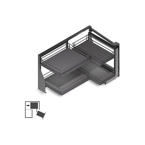 Emuca Angolo estraibile Titane per mobili da cucina, apertura a destra, Acciaio e Legno, Grigio antracite (1/5)