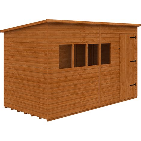 12 x 6 Feet Deluxe Pent 12mm Shed - Solid Wood/Softwood/Pine - L355 x W175 x H217.3 cm - Burnt Orange