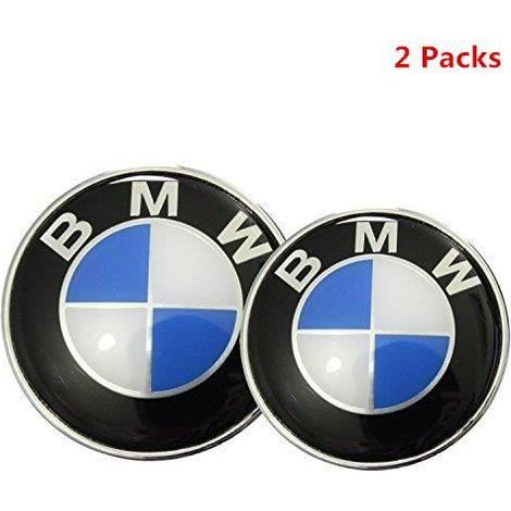 2 LOGO EMBMLEME BMW COFFRE CLIPSABLE 73 mm et 82mm DIAMETRE COULEUR CLASSIQUE NEUF