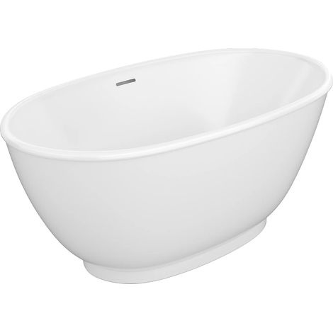 Baignoire îlot ovale - 186 L - 130 x 70 x 57 cm - Blanc brillant - Acrylique - MOBULA