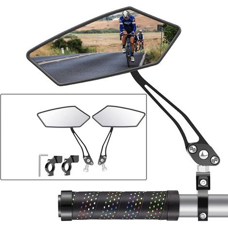 2er-Pack Fahrradspiegel 360 verstellbarer Rückspiegel geeignet für Fahrräder 15 5 cm HD Echtglas-Spiegeloberfläche stoßfest geeignet für E-Bikes 22 (1/5)