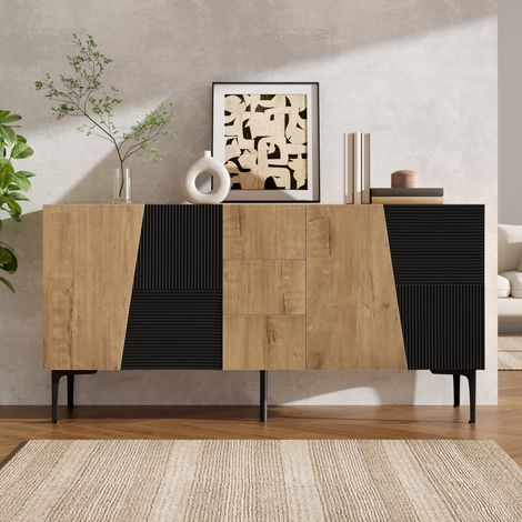 Sideboard mit 4 Türen & 3 Schubladen – Kommode mit Eisenbeinen, viel Stauraum für Wohnzimmer & Esszimmer (1/5)