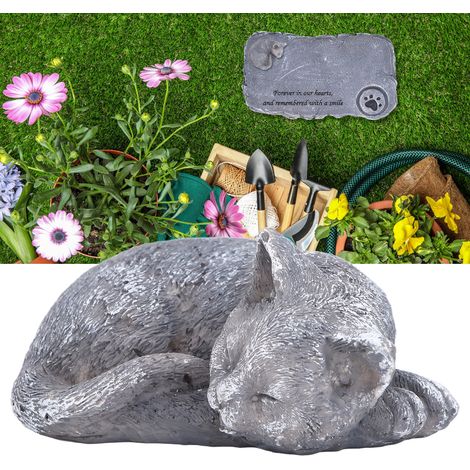 Stèle Commémorative Animaux pour Jardin en Résine Imperméable avec Base, Rocher Gris (1/5)