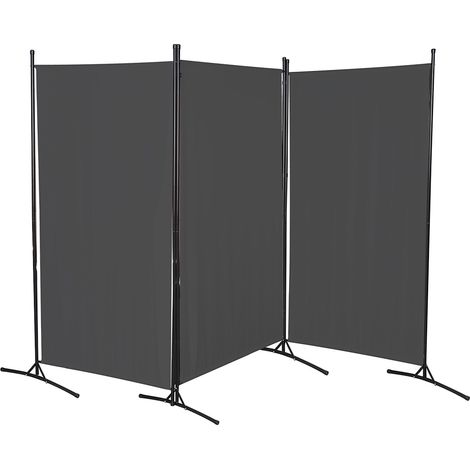 Paravent 3 fach Outdoor Trennwand Homestyle Balkon Garten Raumteiler verlängerbar Anthrazit (1/4)