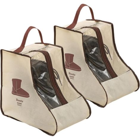 Zweiteiliges Set aus tragbaren Aufbewahrungstaschen, Schuhüberzügen und Reiseorganizer, beige, 22 x 28 x 28 cm
