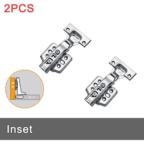(Insert - 2PCS) Charnières de porte hydrauliques à fermeture douce en acier inoxydable avec amortisseur, vis invisibles (1/5)