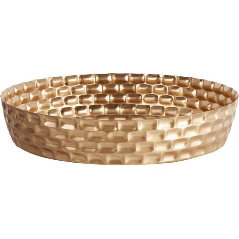 Decorative Tray Gold Metal Iron Round 38 cm Vintage Glamour SUEZ