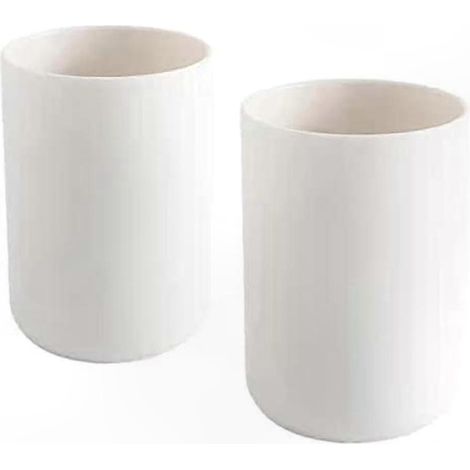 Lot de 2 gobelets porte-brosses à dents, porte-gobelets de salle de bain, gobelets en plastique de 300 ml, blancs (1/3)