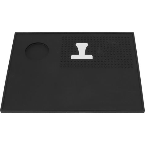 Tapis à café en silicone noir, très flexible et portable, avec dos poli, idéal pour les cafés et les cuisines. (1/5)