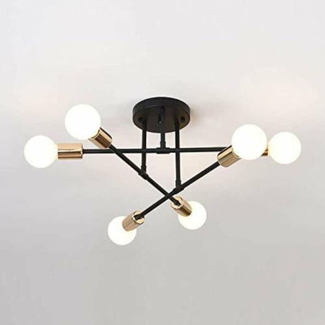 Suspension moderne vintage 6 lumières, lustre industriel E27 pour cuisine salon chambre Indo (1/5)