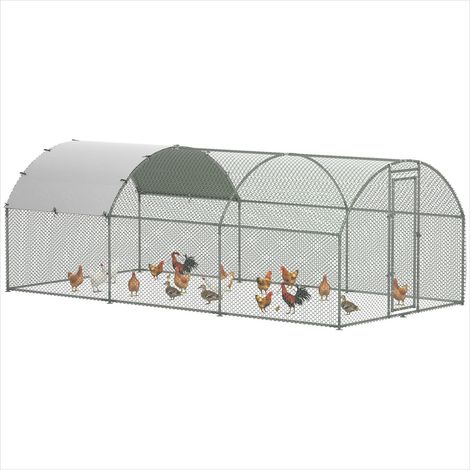 Poulailler Enclos 15,96 m² acier galvanisé toit anti-UV 2,8 x (1/5)