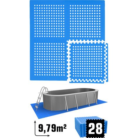 Tapis de Piscine 9,8 m² - 28 Tapis de Sol EVA 62x62 Jeu de Dalles de Protection (1/5)