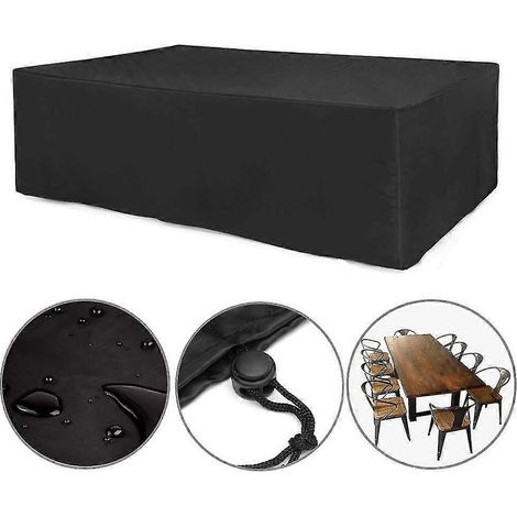 128 tailles de housses de mobilier imperméables compatibles avec terrasse, jardin, pluie et neige (argent et noir en option) (1/4)