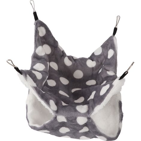 Hamac suspendu à 3 couches pour petits animaux, sûr, doux et chaud, en peluche, pour hamsters, furets et écureuils (gris) (1/5)
