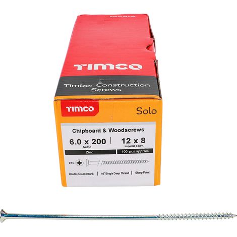 TIMCO Solo Countersunk Silver Woodscrews - 6.0 x 200