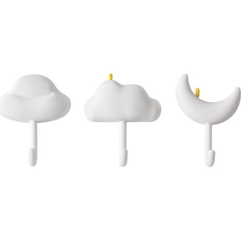 3pcs Cute Hooks Strong Load Bearing Adhesive Coat Wall Hooks for Kitchen Bathroom Living Room White (1/5)