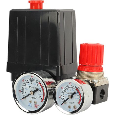 Interrupteur automatique de pression pour compresseur d'air, kit vanne de régulation 3-en-1, raccord rapide style américain, contrôleur de pression intégré (1/5)