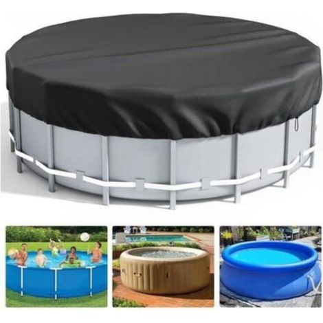 Bâche 4 Saisons pour Piscine Hors Sol, Couverture de Extérieur Ronde Spa Baignoire idéale pour Garder Votre Piscine Propre (2,4 M, Noir)