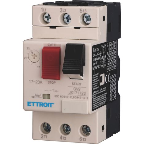 ETTROIT Einstellbarer thermomagnetischer Motorschutz 17–23 A Dreiphasiger GV2-Motorschutz - JX171723