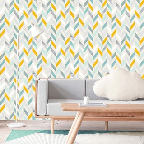 Papier Peint Géométrique - Chevron Pastel - 150 x 250 cm (1/2)