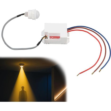 180°/360° Motion Sensor Flush-Mounted Motion Detector, High Energy Efficiency, Range up to 15 m, Adjustable Sensitivity, Radar Technology and LED Bulb Compatibility, White/Red (1/5)