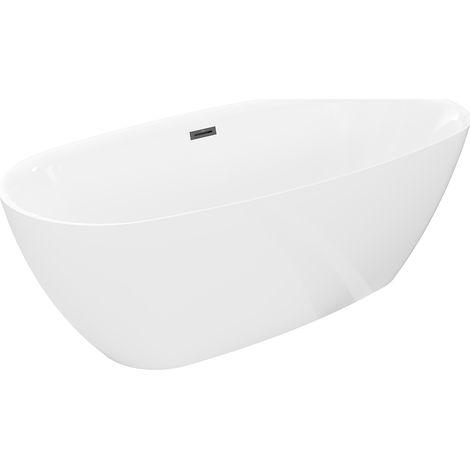 Mexen Luvo Slim freistehende Badewanne 170 x 75 cm, weiß, Überlauf schwarz - 52801707500-70 (1/5)