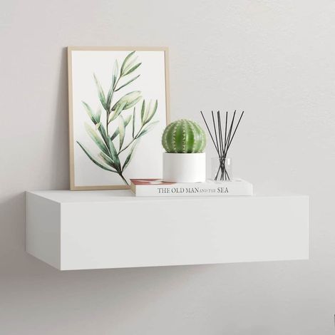 vidaXL Estante con cajón de pared MDF blanco 40x23,5x10 cm (1/5)