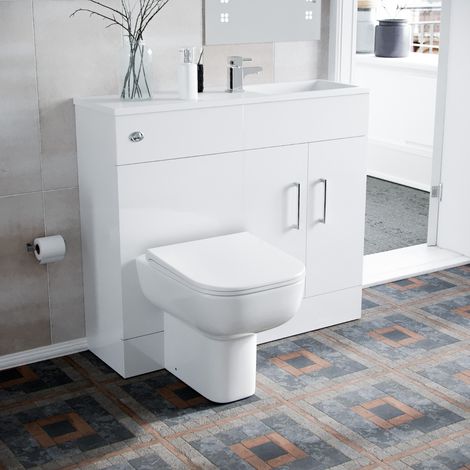 James 1000mm White Slimline MDF Vanity Basin WC Unit BTW Rimless Toilet (1/5)