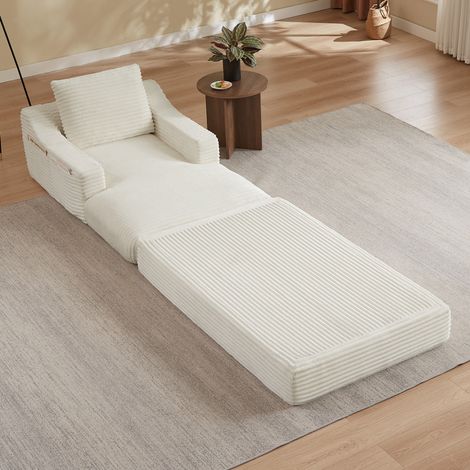 Sillón convertible 160x100x85 cm blanco, extensible en cama, espuma MEUBLIV (1/5)
