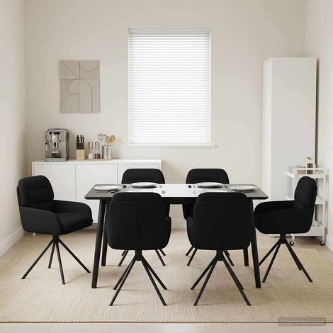 vidaXL Chaises de salle à manger pivotantes 6 pcs Simili cuir Noir (1/5)