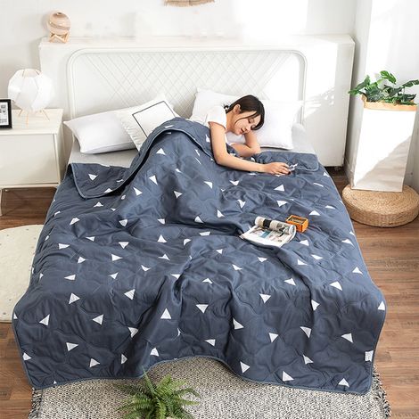 Couette Été - Coton Lavé - 100 x 150 cm - Bleu Foncé - Lavable en Machine - 1 Pièce (1/5)
