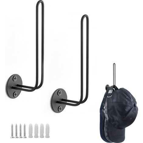 Perchero de 2 piezas, perchero de pared, perchero para sombreros, perchero para gorras de béisbol, gancho para sombreros, perchero para pelucas, perchero para cascos (1/5)