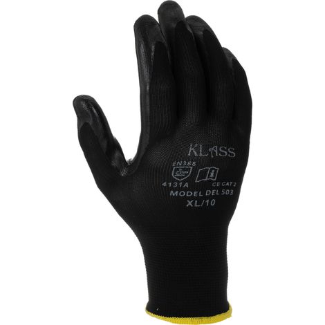 Gants de manutention RS PRO taille 10, L, Manutention générale, 24 gants, Noir ( Prix pour Sachet de 12 ) (1/2)