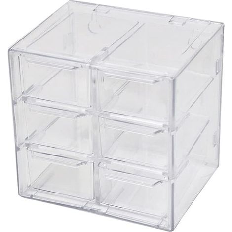Mini organizer a cassetti con scomparti trasparenti per riporre piccoli oggetti, gioielli, perline, attrezzi e cosmetici (6 cassetti) (1/5)